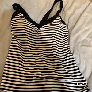 Nike striped exercise top, black and white stripes